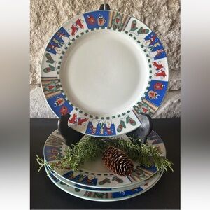Vintage RO‎ Gregg "Welcome Winter"  Christmas Dinner Plates 10 1/2" Set of 4 EC